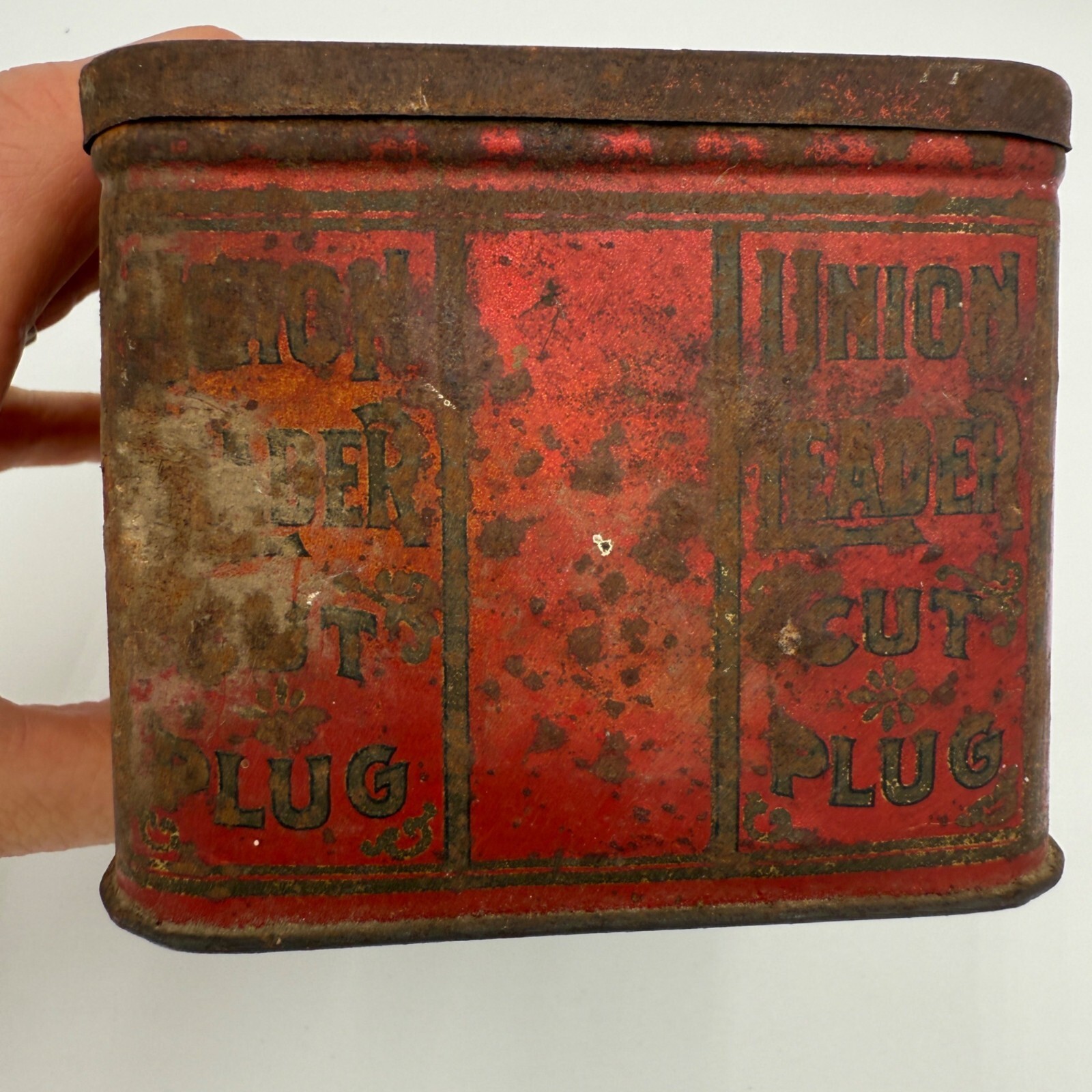 Vintage “Union Leader Cut Plug” Tobacco Advertising Tin Empty  Container