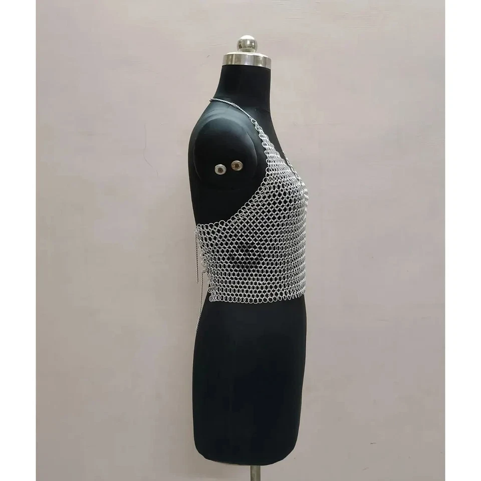 Vestido de cota de malla Larp y cosplay de acero anillo a tope de 10 mm, venta Black Friday Foto 2 de 4