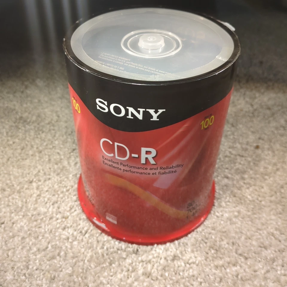 (6x) Sony CD-R 700MB 80min 1-48x Blank Storage Media Discs CDs 100 Pack - Sealed - Image 2 of 4