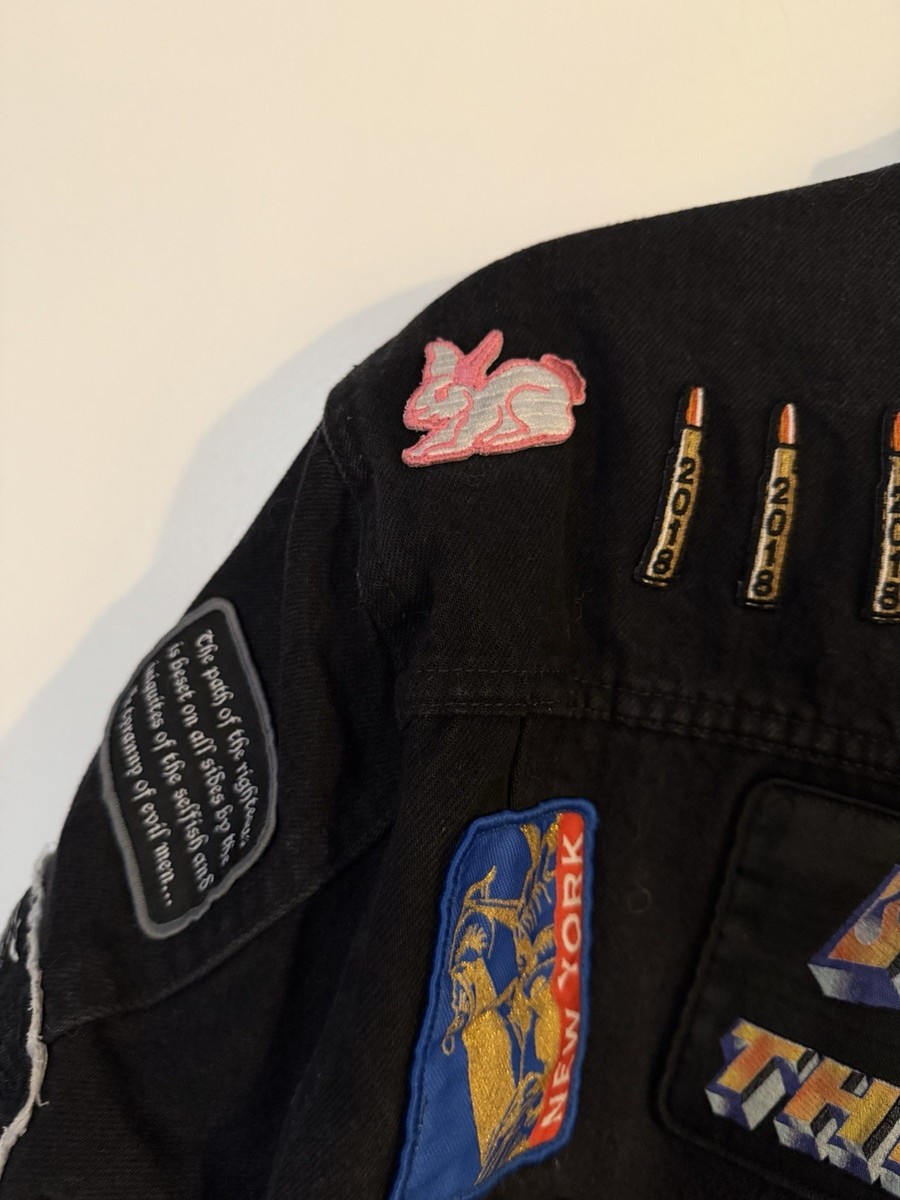 Supreme Patches Denim Trucker Jacket Black Sz. L SS18 Rare