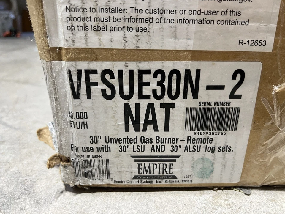 "Juego de registro de gas sin ventilación Empire Comfort Systems 30"" VFSUE3ON-2, 40.000 BTU/h" Foto 2 de 4