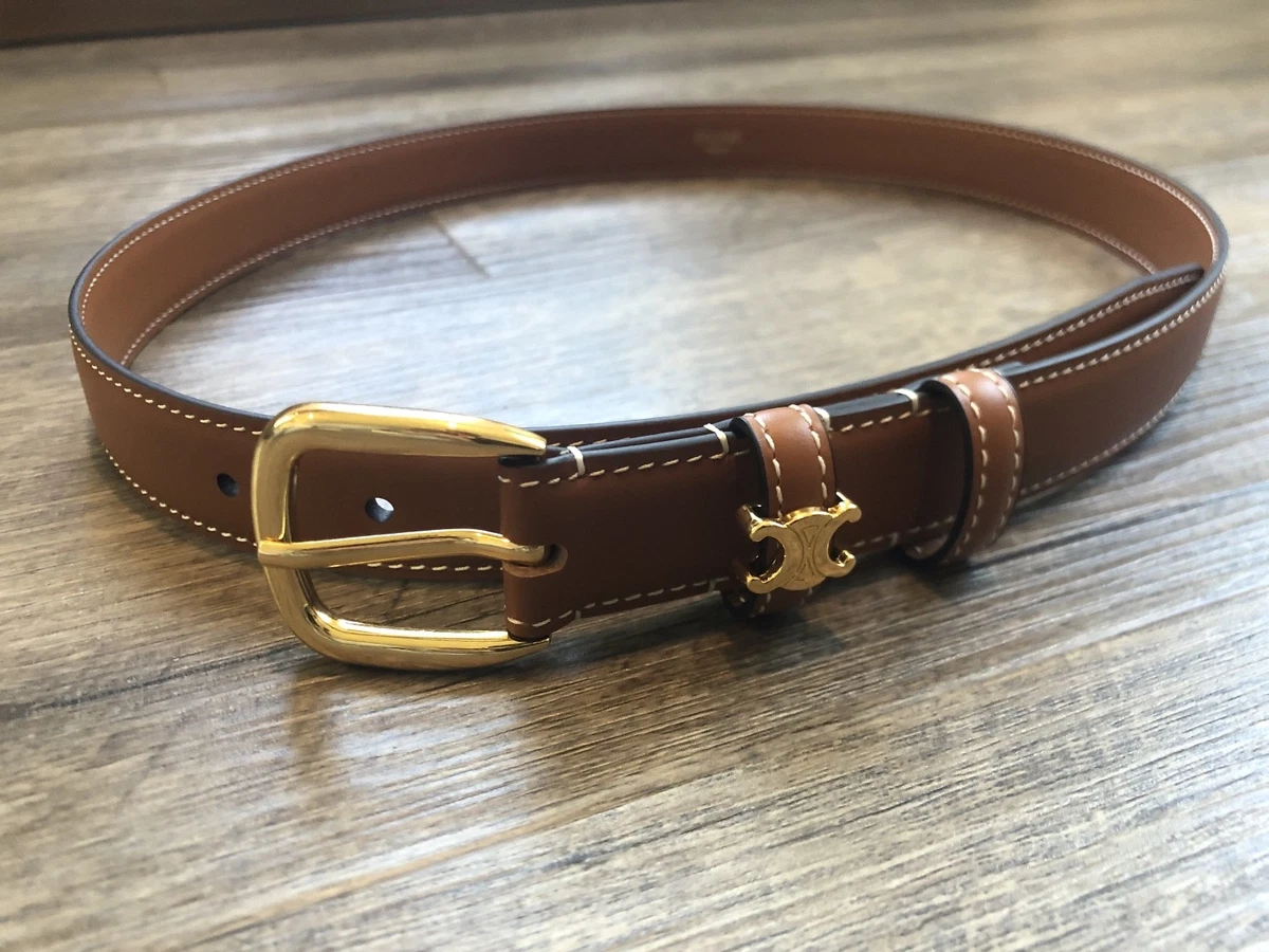 CELINE ブラウン ベルト ゴールドバックル Authentic Celine Vivienne Brown Belt Size 80cm | eBay