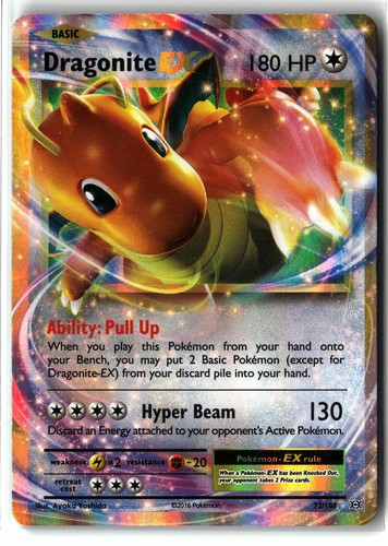 2016 Dragonite EX ⭐️ 72/108 Holo EX Rare Evolutions Pokemon NM Front/LP Back