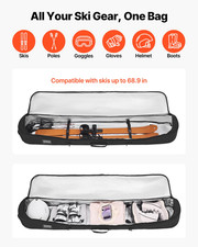VEVOR Snowboard Bag, Up to 65 in/165 cm, Padded Skis Snowboards Bag for Air Tr