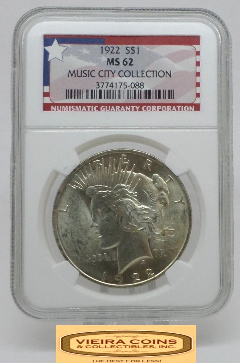 Silver MS 62 Graded 1922 Year Peace Dollars (1921-1935) for sale