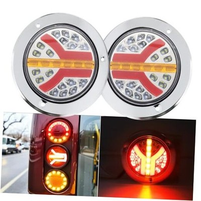  Led Round Turn Signal Tail Light, 4  Flowing Truck Rear tail Light Chrome