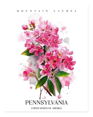 Mountain Laurel Floral Poster Wandbild - Elegante Wohndeko Moderne Kunst