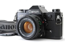Tested  MINT  Canon AE-1 Black SLR Film Camera New FD 50mm f1.8 Lens W Strap JAPAN