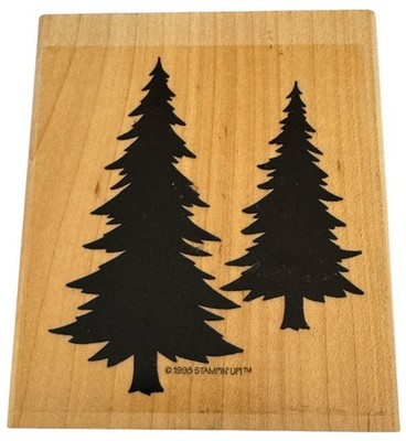 Stampin Up Rubber Stamp Pine Tree Silhouette Forest Background Christmas Large