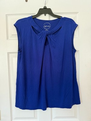 INC International Concepts 2X Blue Twist Front Sleeveless Blouse Plus Size Top