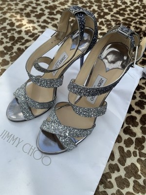 jimmy choo sandals 41 glitter sequin silver