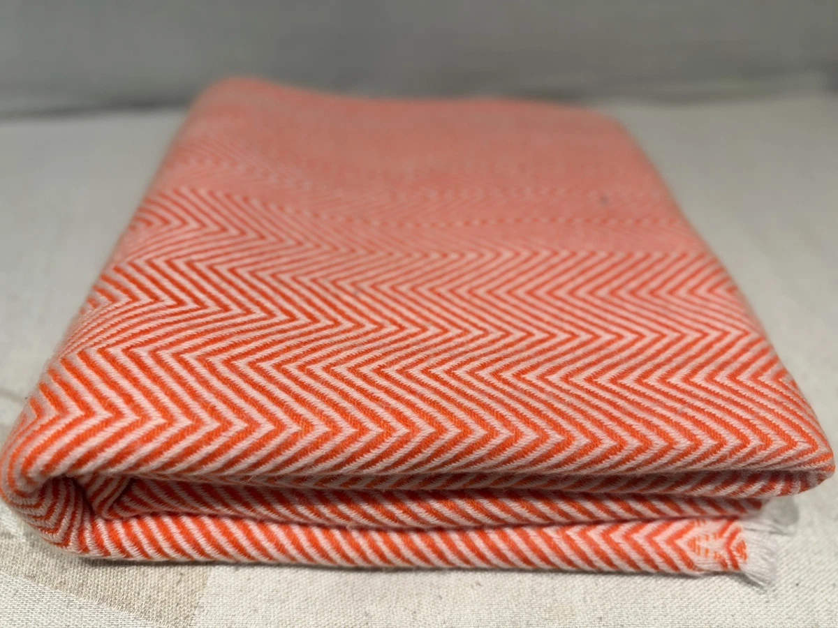 Orange & White Mix Exclusive Cashmere sofa blanket, Throw Handwoven in Nepal