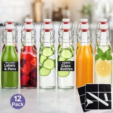 Glass Bottles With Swing Top Stoppers -Leakproof Flip Cap for Brewing & Storage