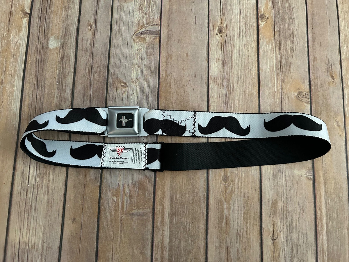 Buckle Down Ford Mustang Seat Belt Black Mustache View 3