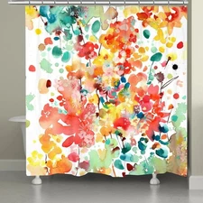 Thrive Shower Curtain Watercolor Flowers 71 x 72