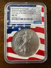 2020 W Burnished Silver Eagle S$1 First Day of Release MS 70 American Flag Case