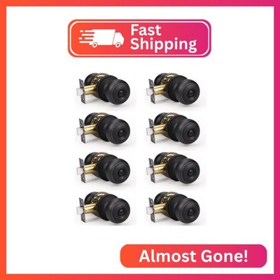 KNOBWELL 8 Pack Oil Rubbed Bronze Door Knobs - Bedroom or Bathroom, Round Privac