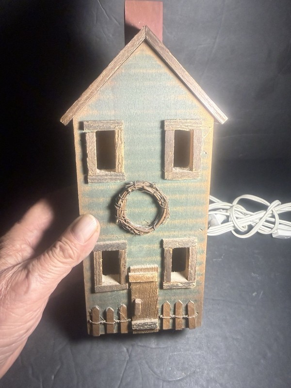 Miniature Hand Made & Painted House with Lamp - includes Cord & In-Line Switch