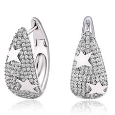 Star Hoop Earrings for Women Hypoallergenic Stars Post Earrings Zircon Earrings