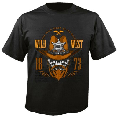 T-Shirt THE WILD WEST AT ITS BEST WILD WEST SHERIFF COWBOY SKULL WESTERN