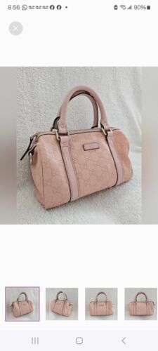 Pink leather Gucci mini boston bag