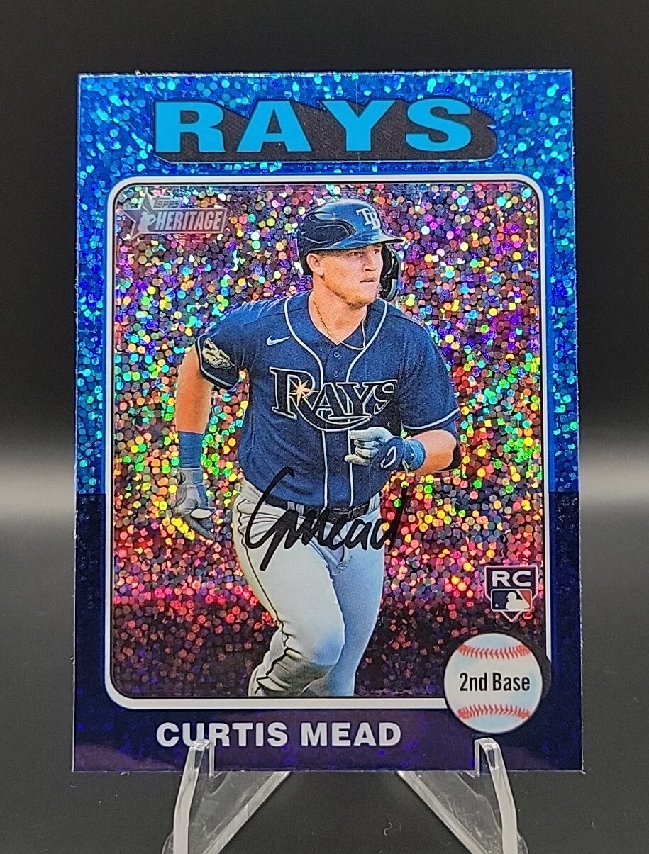 2024 TOPPS HERITAGE CURTIS MEAD #176 Rookie Chrome Blue Sparkle RC - Rays