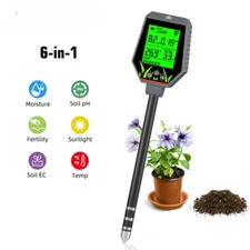 Digital 6 in 1 Multifunctional Soil PH EC Meter Farm Garden Fertility Moisture