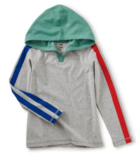 TEA COLLECTION Happy Hoodie Stripe L/S Top - Grey - NWT Boys 3