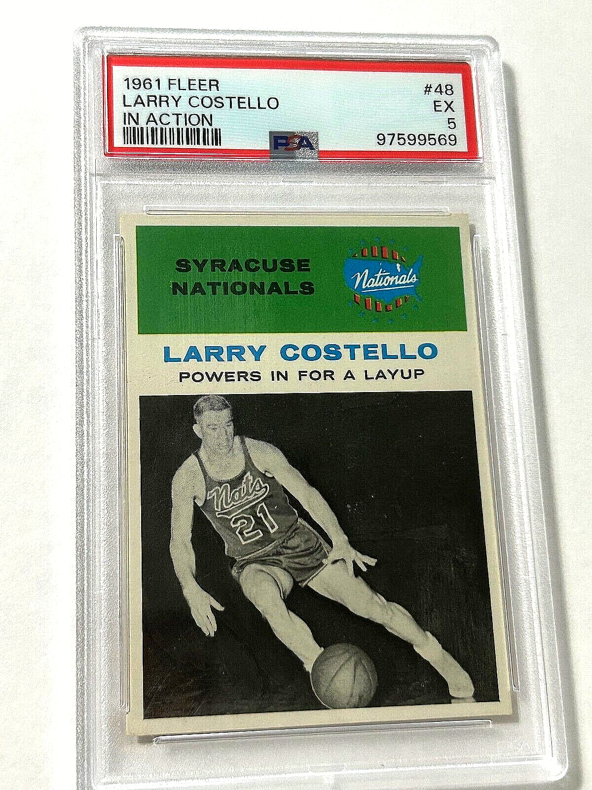 1961-62 Fleer -Basketball  # 48   Larry Costello   PSA EX 5