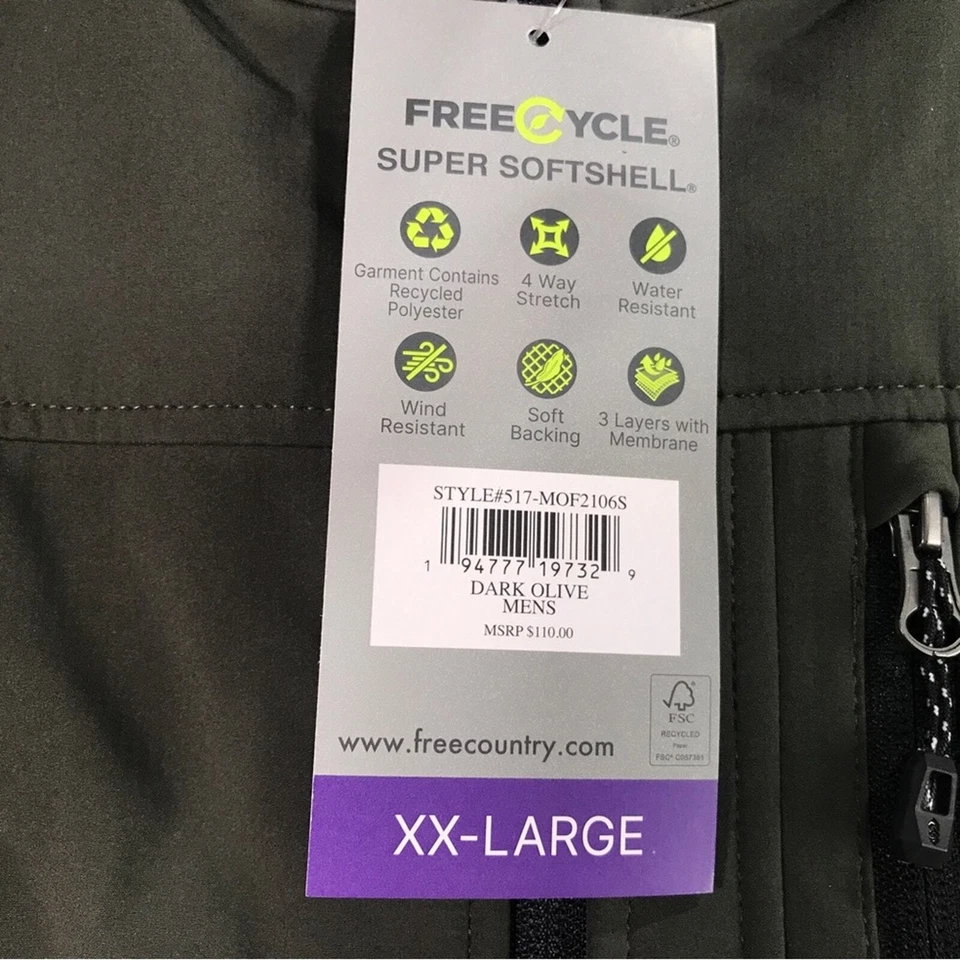 Free Country Soft Shell Zip Jacket, Men's Size XXL - Dark Olive Green - Image 4 of 4