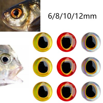3D-Holographic Fishing Lure Eyes /For Fly Tying Stickers 6mm/8mm/10mm/12mm