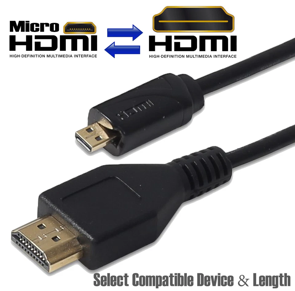 Gold Plated Micro HDMI to HDMI Cable for Laptop Notebook Tablet to HD UHD 4K TV - Image 4 of 4