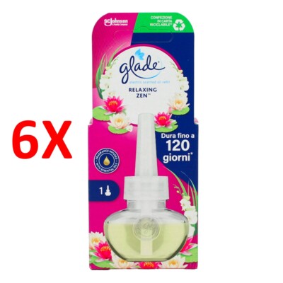 6 X Glade Electric Essential Oil Liquid Recharge Relaxing Zen 20 Ml Dauer 120 T