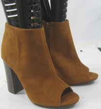 new TAN 4 "BLOCK High Heel peep Toe Ankle Boots WOMEN Size 8