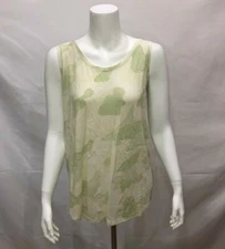 H by Halston Womens Printed Scoop Neck Knit Tank Top Palm Green X-Large Size  