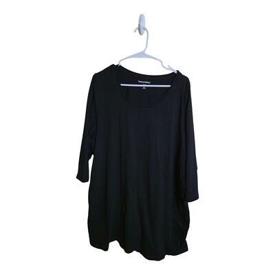 Woman Within Top Women 1X 22/24 Black Minimalist Grudge Punk Preppy Travel 