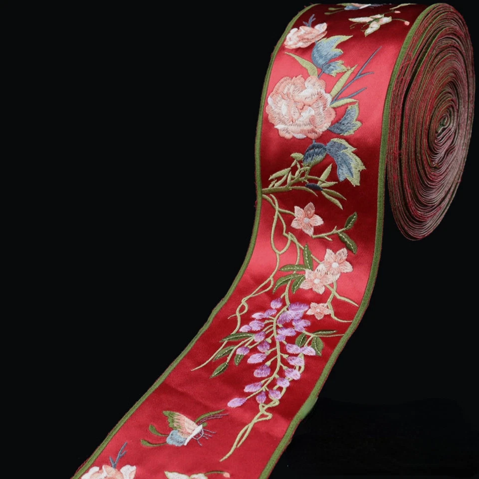 1M DIY Floral Trimmings Embroidery Ribbon Ethnic Trim Edging for Crafts Sewing - Image 4 of 4