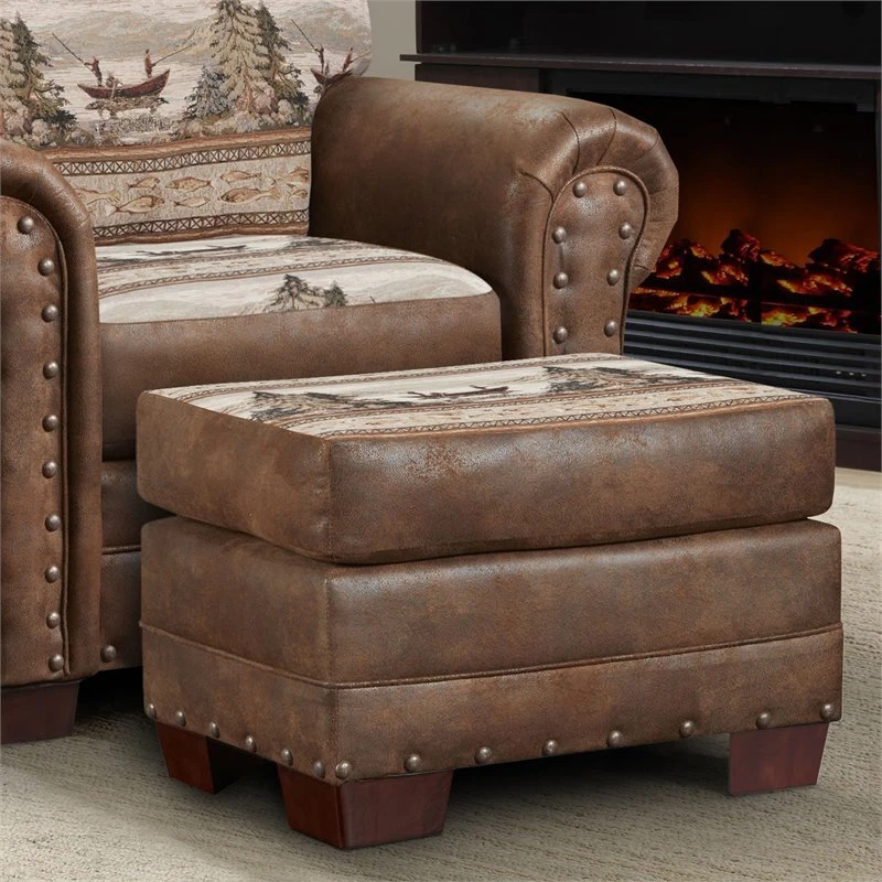 Brown cheap microfiber ottoman