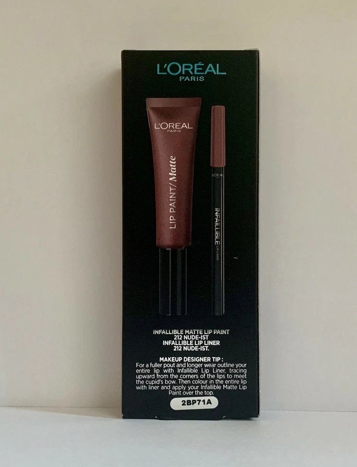 L'OREAL INFALLIBLE LIP PAINT KIT MATTER LIPPENSTIFT & LIPLINER - NUDE-IST (212)