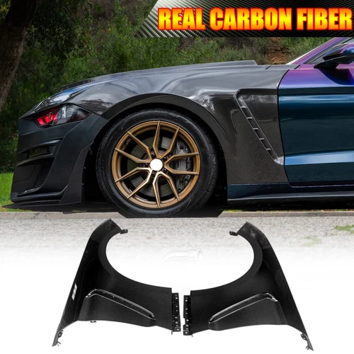 Cubierta de ventilación delantera para guardabarros exterior lateral carbono real apta para Mustang 2018-2023 - Imagen 1 de 10