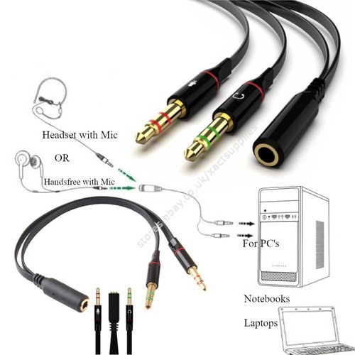 3.5mm Aux Cuffie Microfono Accoppiatore Adattatore 1Female 2Male Audio  Splitter | eBay