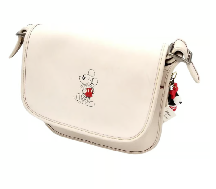 Coach Disney Mickey Mouse Chalk White Saddle Bag w/Minnie Mouse