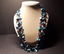 Multi-Strand Turquoise Necklace Polished Stone and Faceted Bead Fusion