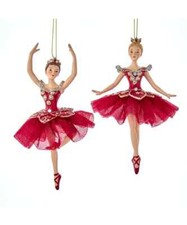 Set of 2 Regal Red Ballerina Ornaments E0735 w