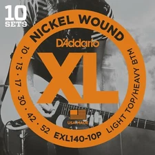 10 Sets EXL140 D'Addario EXL140-10P Pack Electric Guitar Strings 10-52