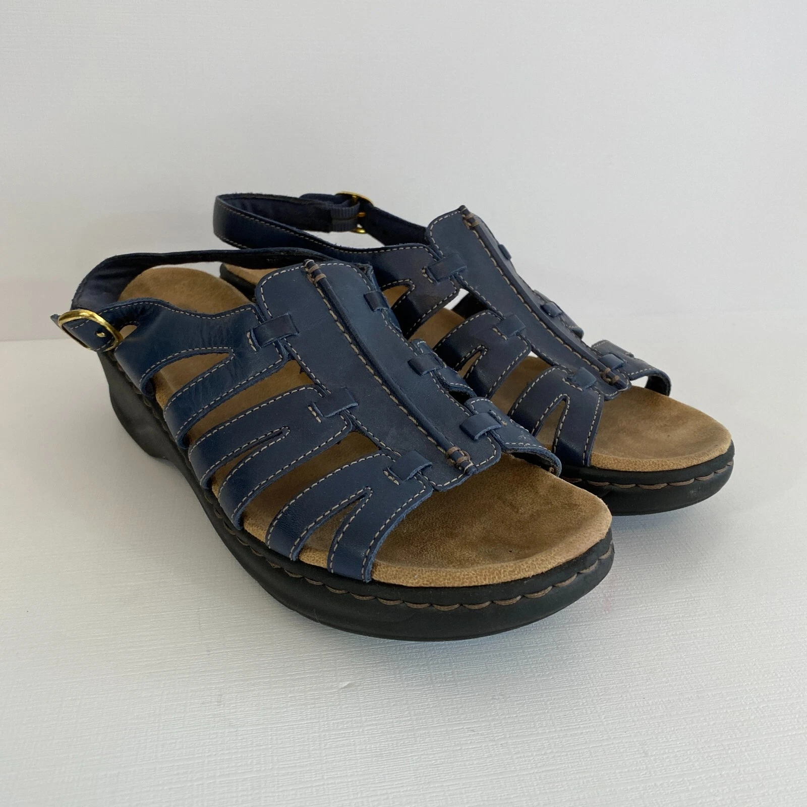 Sandali Clarks Bendables blu con cinturino in pelle da donna 9 5 M