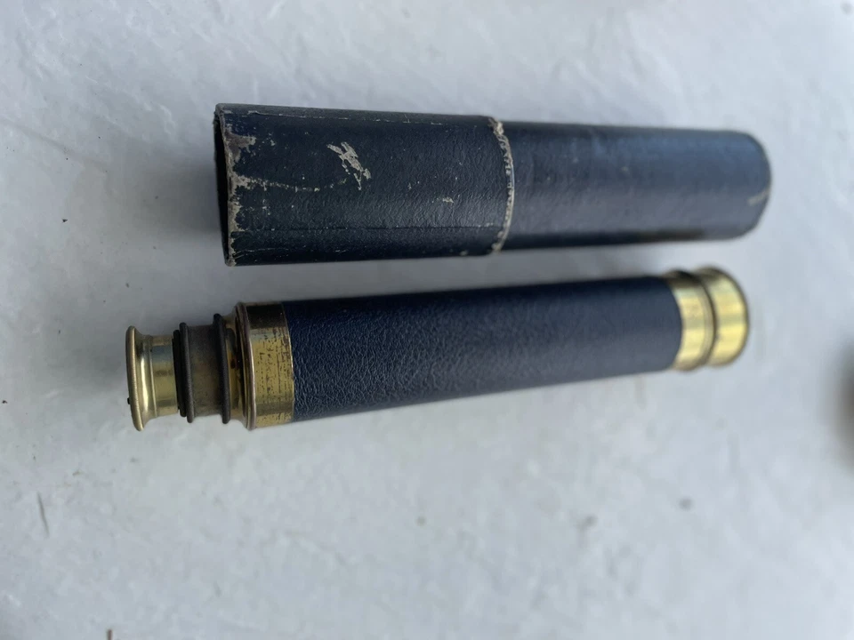 Старинные морские кожаные позолоченные монокуляры из подзорной трубы австрийские немецкие большие - Изображение 3 из 4