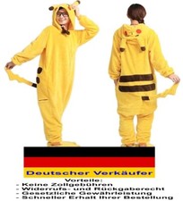 C24 - Pokemon Kostüm Pikachu Overall Damen Herren Fasching Karneval Erwachsene