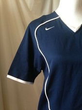 CAMISA DE FÚTBOL MANGA CORTA NIKE DRI-FIT para niños jóvenes azul oscuro blanco talla l nueva sin etiquetas