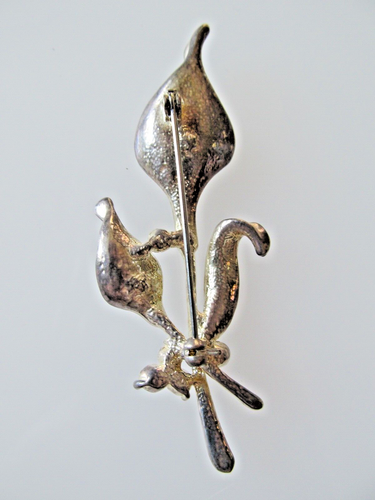 Broche vintage de diamantes de imitación de lirio de cala - Imagen 5 de 5